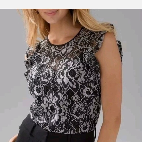 👗 White House Black Market Lace High Neck Shell Top Sz 0 NWT ✨🌸 - Picture 1 of 5
